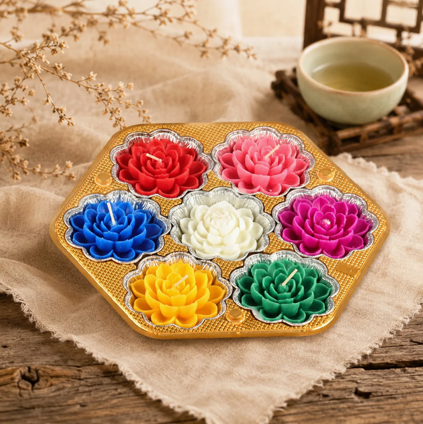 Unique Relief Petal Water Lily Floating Candle with Cotton Wick