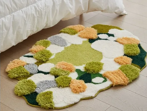 Handmade Forest Landscape Wool Rug – Large Fluffy Hand-Tufted Shag Carpet for Living Room