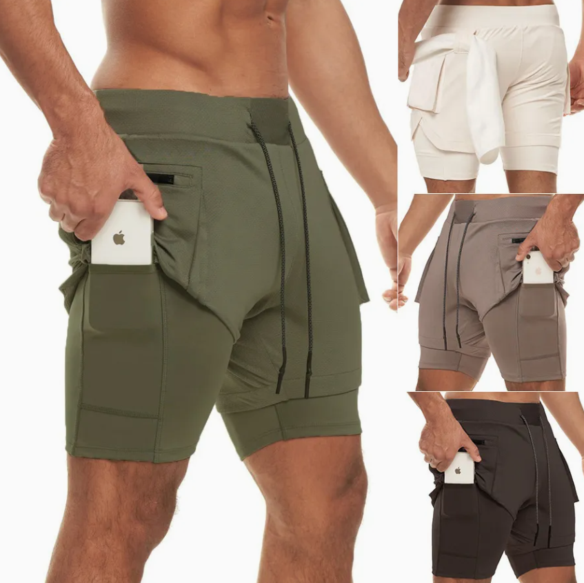 Men's Lightweight Double-Layer Training Shorts – Custom Print Summer Sports Shorts