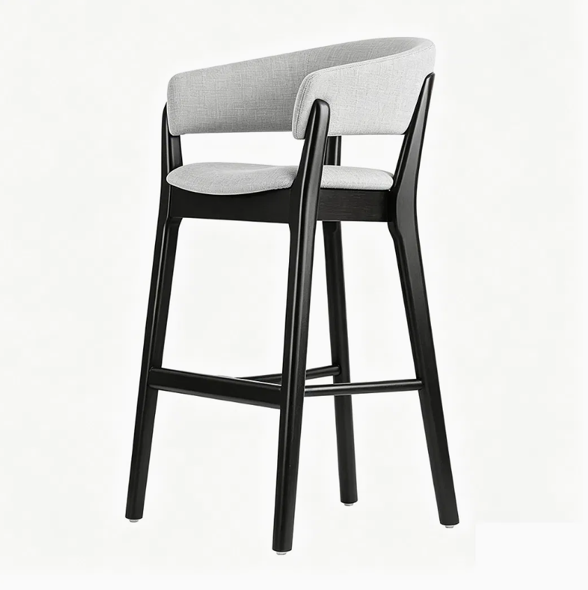 Modern Bar Stool with Wooden Legs – Stylish Counter & Dining Chair for Hotel, Restaurant & Home