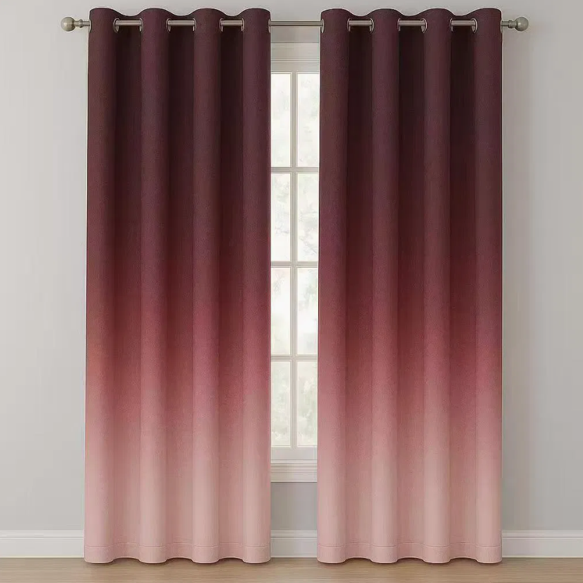 Grommet Gradient Blackout Curtains – 100% Blackout Solid Drapes for Modern Home Décor