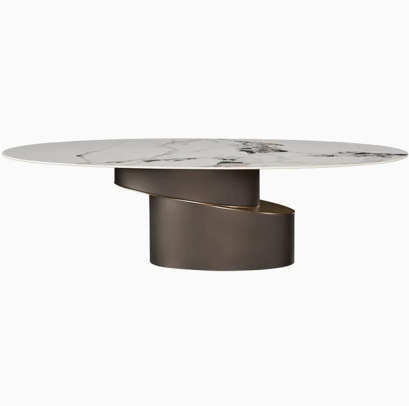 Modern Round Marble Side Table – Gold & Silver Stainless Steel Luxury Coffee Table