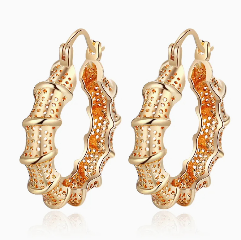 Women's 24K Gold-Plated Large Hoop Earrings – Statement Copper Alloy Fashion Jewelry