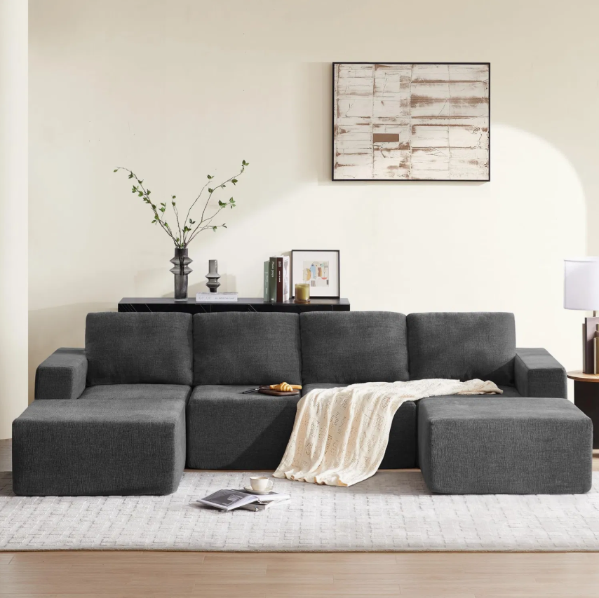 Modern Modular Frameless Sectional Sofa – Luxury Fabric Boneless Compressed Living Room Furniture